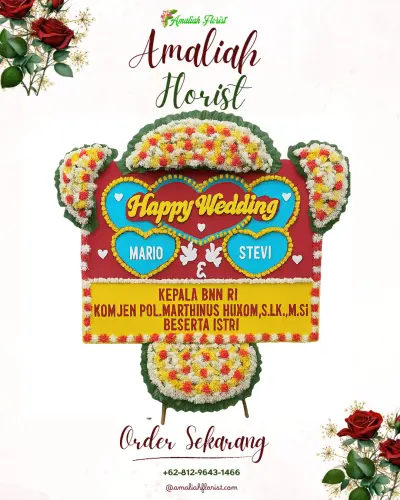 Karangan Papan Bunga Pernikahan di Pataruman